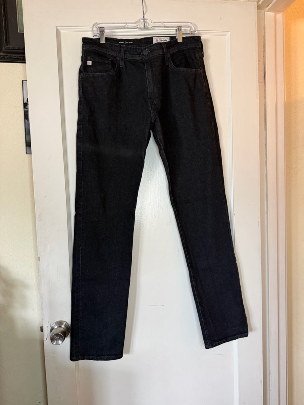 Ag Adriano Goldschmied Everett Slim Straight Black Designer Jeans Cotton Denim